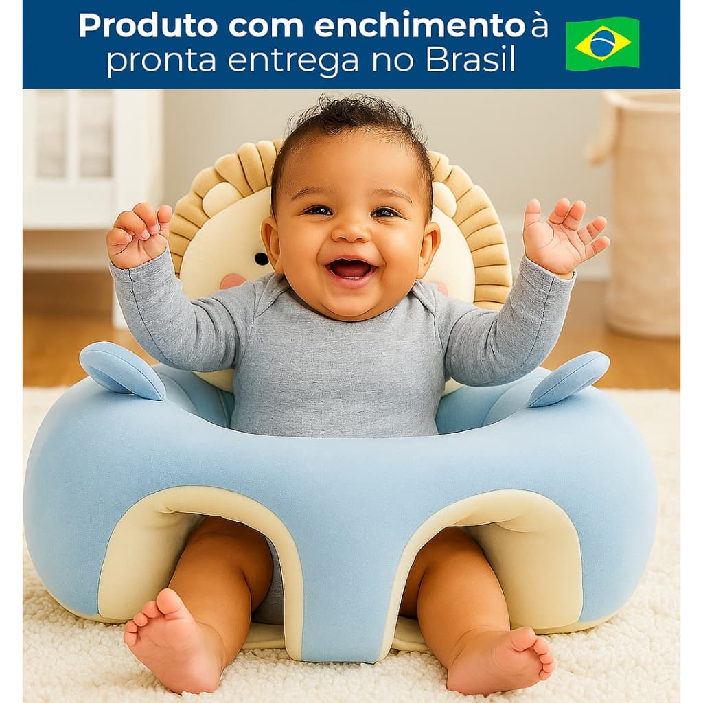 Almofada Bebê Assento Infantil Sofá Pelúcia Apoio Postura Antiqueda Senta Bebê Antialérgico Conforto